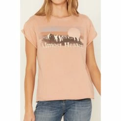 New 😍 Cleo + Wolf 👩 Women's Almost Heaven Graphic Tee Taupe 😉 -Cleo & Wolf SHOP unnamed file 101