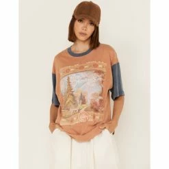 Outlet ๐งจ Cleo + Wolf ๐ฉ Women's Glacier Montana Oversized Graphic Tee Beige/khaki ๐ฅ
