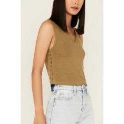 Cheap 🔥 Cleo + Wolf 👩 Women's Relaxed Side Button Tank Top Green/brown 😉 -Cleo & Wolf SHOP unnamed file 140