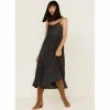 Buy 🎉 Cleo + Wolf 👩 Women's Tiered Relaxed Fit Midi 👗 Dress Black 👏