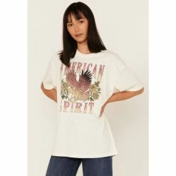 Promo โ Cleo + Wolf ๐ฉ Women's American Spirit Vintage Oversized Graphic Tee Ivory ๐ฅ