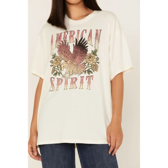 Promo ⌛ Cleo + Wolf 👩 Women's American Spirit Vintage Oversized Graphic Tee Ivory 🔥 3 Promo ⌛ Cleo + Wolf 👩 Women's American Spirit Vintage Oversized Graphic Tee Ivory 🔥 - Image 3