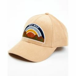 Hot Sale 👍 Cleo + Wolf 👩 Women's Stay Wild Sunset Embroidered Solid Ball Cap Medium Brown ✔️