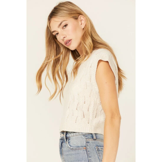 Best deal 😍 Cleo + Wolf 👩 Women's Textured Knit Sweater Ivory ✔️ 2 Best deal 😍 Cleo + Wolf 👩 Women's Textured Knit Sweater Ivory ✔️ - Image 2