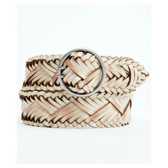 Hot Sale 🌟 Cleo + Wolf 👩 Women's Double Prong Braided Leather Belt Ivory 🎁 1 Hot Sale 🌟 Cleo + Wolf 👩 Women's Double Prong Braided Leather Belt Ivory 🎁