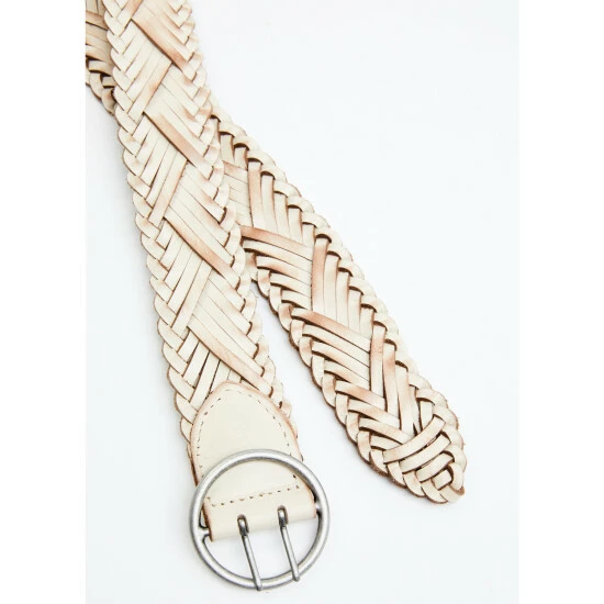 Hot Sale 🌟 Cleo + Wolf 👩 Women's Double Prong Braided Leather Belt Ivory 🎁 2 Hot Sale 🌟 Cleo + Wolf 👩 Women's Double Prong Braided Leather Belt Ivory 🎁 - Image 2