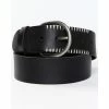 Top 10 👏 Cleo + Wolf 👩 Women's Black With White Stitching Detail Leather Belt ⌛