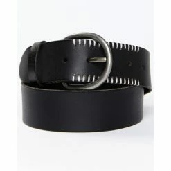 Top 10 👏 Cleo + Wolf 👩 Women's Black With White Stitching Detail Leather Belt ⌛