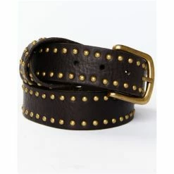 Brand new 🛒 Cleo + Wolf 👩 Women's Studded Criss-Cross Keeper Vintage Belt Dark Brown ⌛