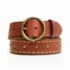 Cheap 💯 Cleo + Wolf 👩 Women's Brass Studded Leather Belt Mahogany ✨