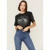 Best reviews of ✨ Cleo + Wolf 👩 Women's Great Smoky Mountains Graphic Boxy Crop Tee Black 🎁