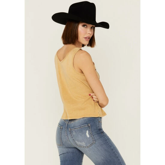 Outlet 🔥 Cleo + Wolf 👩 Women's Everybody Deserves Another Shot Gold Graphic Tank 💯 3 Outlet 🔥 Cleo + Wolf 👩 Women's Everybody Deserves Another Shot Gold Graphic Tank 💯 - Image 3