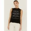 Best deal ⭐ Cleo + Wolf 👩 Women's Drinks Well With Others Graphic Tie Dye Tank Black 💯