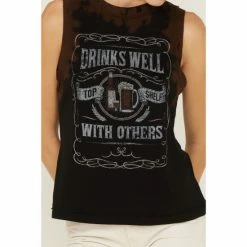 Best deal ⭐ Cleo + Wolf 👩 Women's Drinks Well With Others Graphic Tie Dye Tank Black 💯 -Cleo & Wolf SHOP unnamed file 301