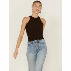 Best reviews of ๐ Cleo + Wolf ๐ฉ Women's Easy Ribbed Layering Tank Top Dark Brown โ๏ธ