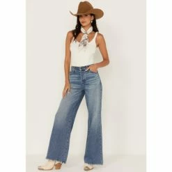 Deals 🤩 Cleo + Wolf 👩 Women's Medium Wash High Rise Loose Distressed 👖 Jeans ⭐