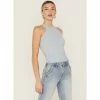 Outlet 🛒 Cleo + Wolf 👩 Women's Easy Ribbed Layering Tank Top Steel Blue 💯