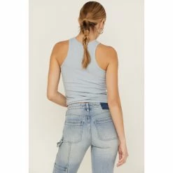 Outlet 🛒 Cleo + Wolf 👩 Women's Easy Ribbed Layering Tank Top Steel Blue 💯 -Cleo & Wolf SHOP unnamed file 342