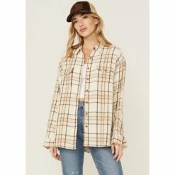 Top 10 😀 Cleo + Wolf 👩 Women's Breezy Sprint Taupe Plaid Long Sleeve 👚 Shirt 🛒