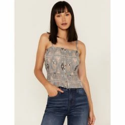 Promo ๐ฏ Cleo + Wolf ๐ฉ Women's Southwestern Print Relaxed Strappy Tank Top Blue ๐