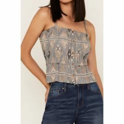 Promo 💯 Cleo + Wolf 👩 Women's Southwestern Print Relaxed Strappy Tank Top Blue 👏 -Cleo & Wolf SHOP unnamed file 396