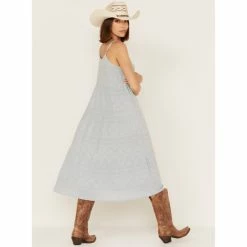 Discount 😍 Cleo + Wolf 👩 Women's Tiered Relaxed Fit Midi 👗 Dress Steel Blue 🛒 -Cleo & Wolf SHOP unnamed file 406