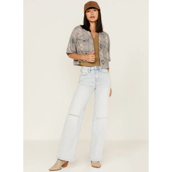 Brand new ⭐ Cleo + Wolf 👩 Women's Southwestern Print Relaxed Button-Front 👚 Shirt Blue 🎁 2 Brand new ⭐ Cleo + Wolf 👩 Women's Southwestern Print Relaxed Button-Front 👚 Shirt Blue 🎁 - Image 2