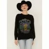 Cheapest 🤩 Cleo + Wolf 👩 Women's Day Dreaming, Day Drinking Graphic Thermal Pullover Sweatshirt Black 😀