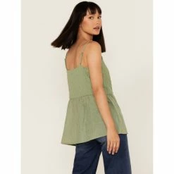 Best Pirce 👍 Cleo + Wolf 👩 Women's Smocked Button Front Woven Tank Top Loden 👏 -Cleo & Wolf SHOP unnamed file 430