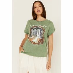 Discount 🔥 Cleo + Wolf 👩 Women's Yosemite Graphic Tee Loden 🧨