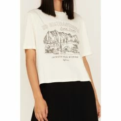 Deals 🎉 Cleo + Wolf 👩 Women's No Distractions Cropped Graphic Tee Ivory 👍 -Cleo & Wolf SHOP unnamed file 437
