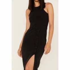 Buy ✨ Cleo + Wolf 👩 Women's Halter Slit Midi 👗 Dress Black 🔥 -Cleo & Wolf SHOP unnamed file 449