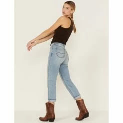 Promo 🛒 Cleo + Wolf 👩 Women's Exposed Button Fly Slim Straight Denim 👖 Jeans Medium Wash 👍 -Cleo & Wolf SHOP unnamed file 48