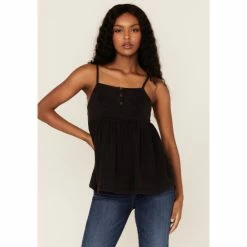 Coupon 🛒 Cleo + Wolf 👩 Women's Babydoll Tank Top Black 🥰