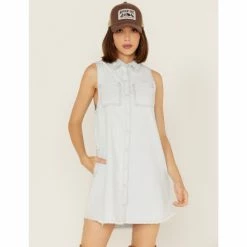 Best deal ✨ Cleo + Wolf 👩 Women's Medium Wash Sleeveless Denim 👕 Shirt 👗 Dress 🔥