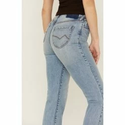 Promo 🛒 Cleo + Wolf 👩 Women's Exposed Button Fly Slim Straight Denim 👖 Jeans Medium Wash 👍 -Cleo & Wolf SHOP unnamed file 49