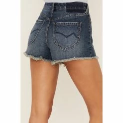 Buy 😉 Cleo + Wolf 👩 Women's High-Rise Dark Wash Frayed Denim Shorts Blue 😀 -Cleo & Wolf SHOP unnamed file 502