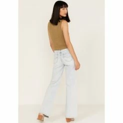 Best Pirce 🧨 Cleo + Wolf 👩 Women's Light Wash High-Rise Distressed Knee Flare 👖 Jeans Blue 👏 -Cleo & Wolf SHOP unnamed file 505