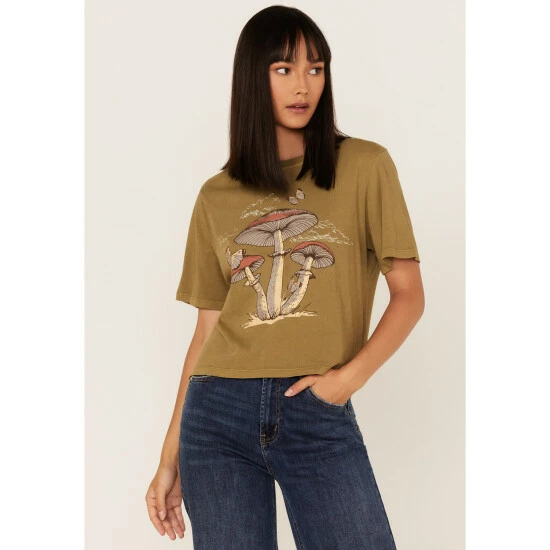 Best Pirce โ Cleo + Wolf ๐ฉ Women's Mushrooms Graphic Boxy Tee Green/brown โญ 1 Best Pirce โ Cleo + Wolf ๐ฉ Women's Mushrooms Graphic Boxy Tee Green/brown โญ