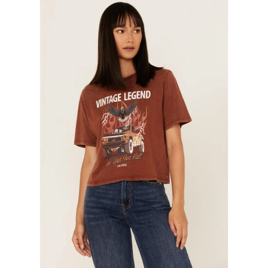 Outlet ๐ Cleo + Wolf ๐ฉ Women's Vintage Legend Graphic Tee Coffee ๐ 1 Outlet ๐ Cleo + Wolf ๐ฉ Women's Vintage Legend Graphic Tee Coffee ๐