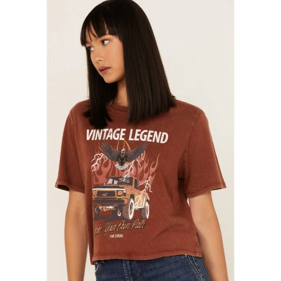 Outlet ๐ Cleo + Wolf ๐ฉ Women's Vintage Legend Graphic Tee Coffee ๐ 2 Outlet ๐ Cleo + Wolf ๐ฉ Women's Vintage Legend Graphic Tee Coffee ๐ - Image 2