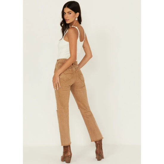 Cheap 💯 Cleo + Wolf 👩 Women's High Rise Ankle Slim Straight 👖 Jeans Taupe ✔️ 3 Cheap 💯 Cleo + Wolf 👩 Women's High Rise Ankle Slim Straight 👖 Jeans Taupe ✔️ - Image 3