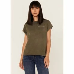 Deals 🧨 Cleo + Wolf 👩 Women's Don't Stress Graphic Tee Olive 🎉