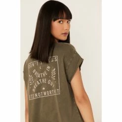 Deals 🧨 Cleo + Wolf 👩 Women's Don't Stress Graphic Tee Olive 🎉 -Cleo & Wolf SHOP unnamed file 529