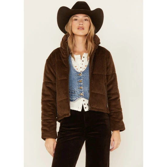 Outlet 🎉 Cleo + Wolf 👩 Women's Quilted Corduroy Puffer Jacket Brown 💯 2 Outlet 🎉 Cleo + Wolf 👩 Women's Quilted Corduroy Puffer Jacket Brown 💯 - Image 2