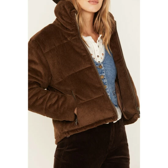 Outlet 🎉 Cleo + Wolf 👩 Women's Quilted Corduroy Puffer Jacket Brown 💯 3 Outlet 🎉 Cleo + Wolf 👩 Women's Quilted Corduroy Puffer Jacket Brown 💯 - Image 3