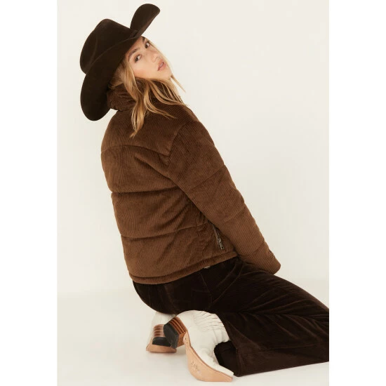 Outlet 🎉 Cleo + Wolf 👩 Women's Quilted Corduroy Puffer Jacket Brown 💯 4 Outlet 🎉 Cleo + Wolf 👩 Women's Quilted Corduroy Puffer Jacket Brown 💯 - Image 4