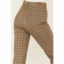 Hot Sale ✨ Cleo + Wolf 👩 Women's High-Rise Plaid Print Flare 👖 Jeans Brown 🎉 -Cleo & Wolf SHOP unnamed file 551