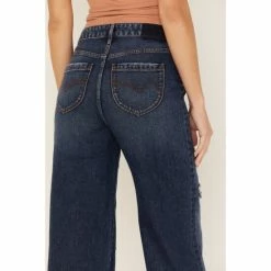 Best reviews of 🔥 Cleo + Wolf 👩 Women's Medium Wash High-Rise Patchwork Distressed Straight 👖 Jeans Dark Wash 🔔 -Cleo & Wolf SHOP unnamed file 559