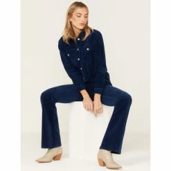 Coupon 🤩 Cleo + Wolf 👩 Women's Cropped Corduroy Jacket Indigo ❤️